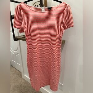 Ann Taylor Red and White Sheath Midi Dress